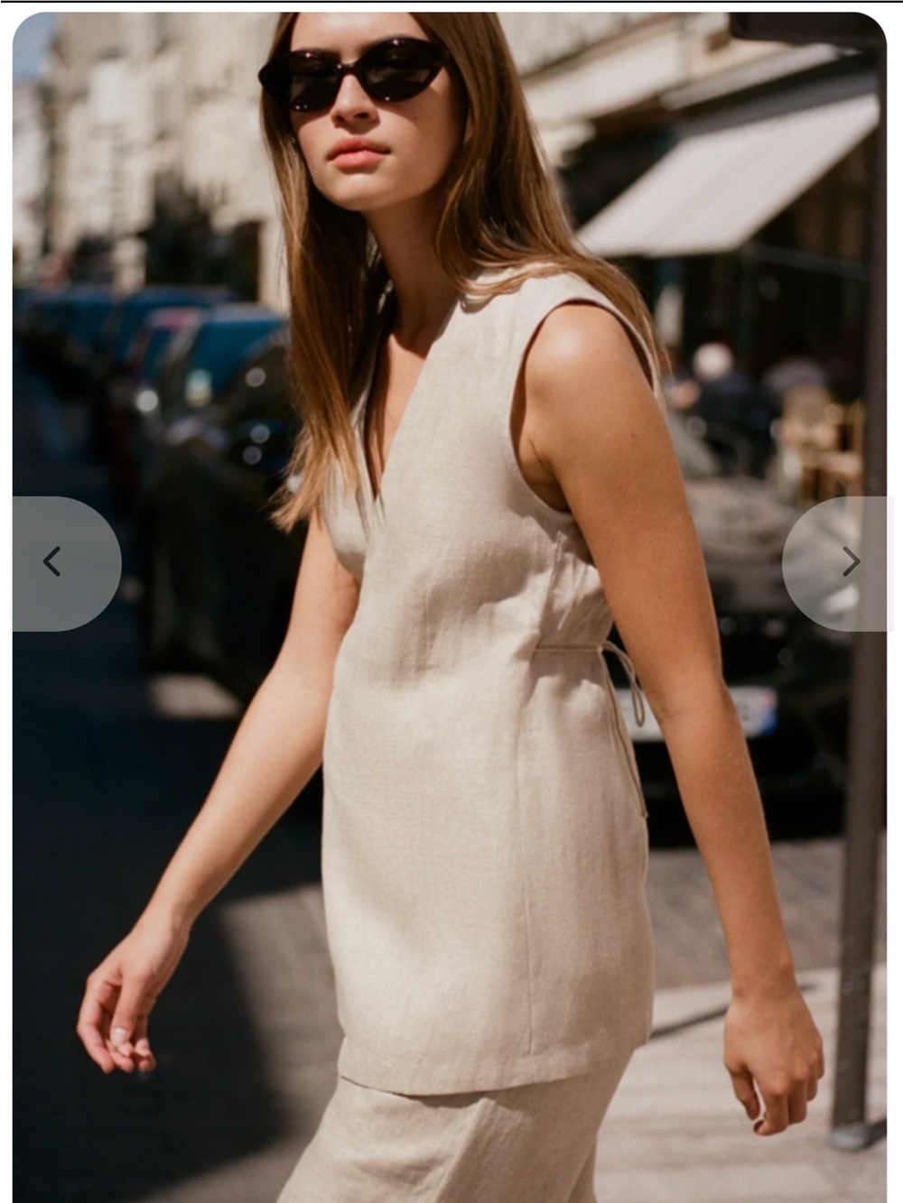 Faithfull the Brand Sleeveless V-Neck Vest Blouse in Oatmeal